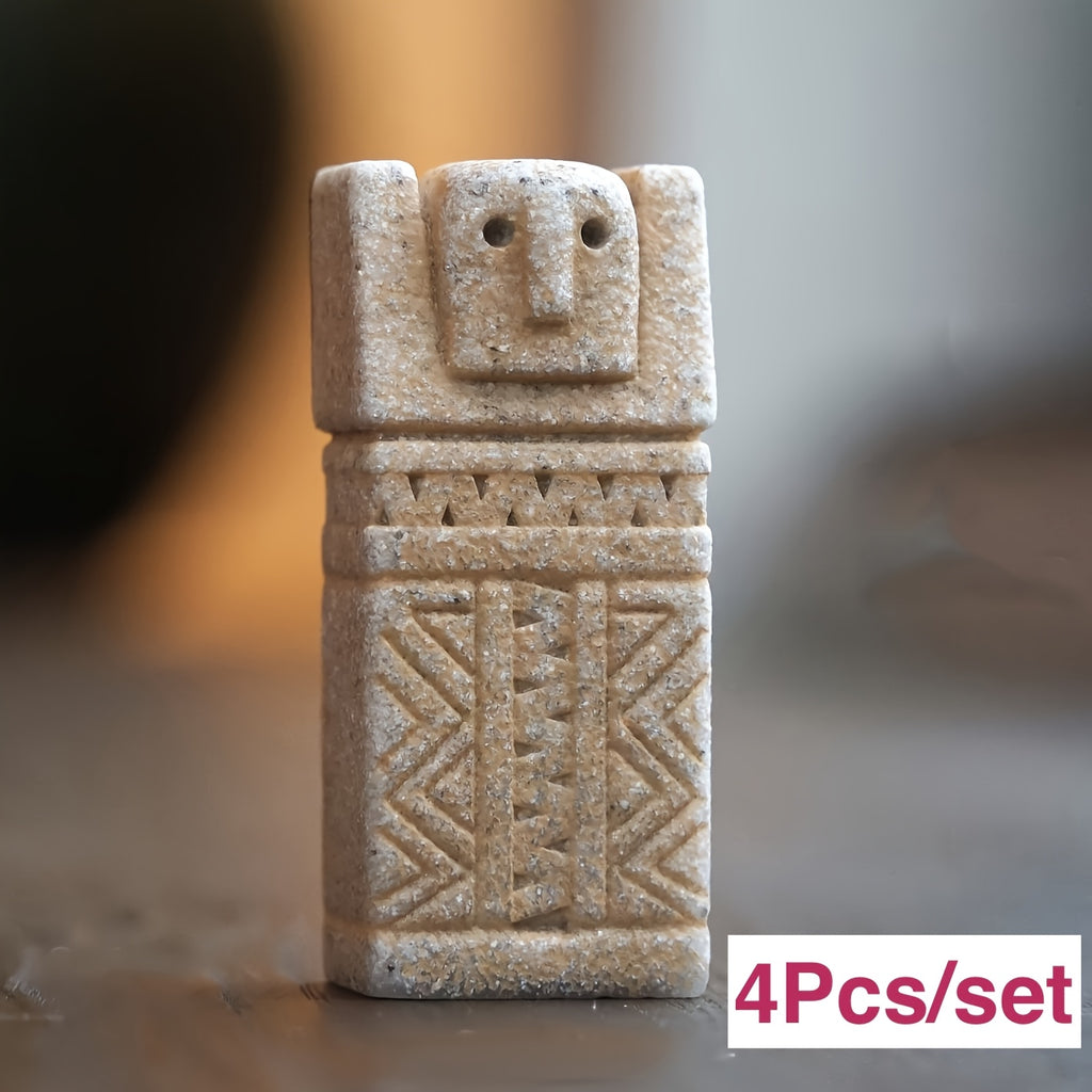 The Unique Easter Island Moai Statue Set of 4pcs Is Perfect for Small Aquariums And Fish Tanks. It Is The Ideal Choice for Fairy Garden Bonsai And Micro-Landscape Decoration