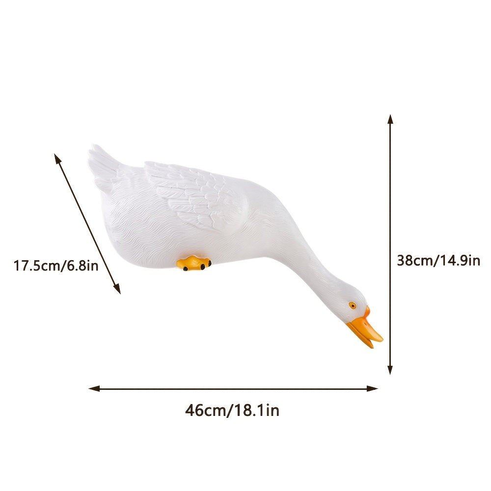 Elegant White Resin Duck Figurine, 46Cm Decorative Art Item for Hallway, Lounge, Garden Festive Decoration