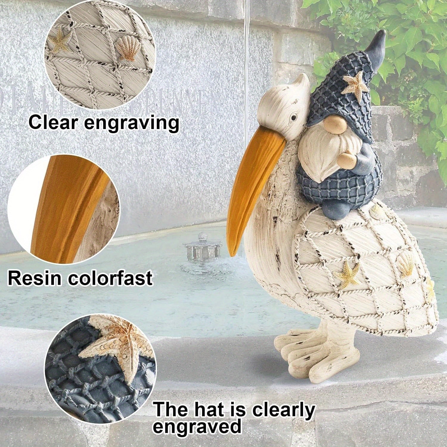 Charming Pelican Gnome Figurine - 11.5\