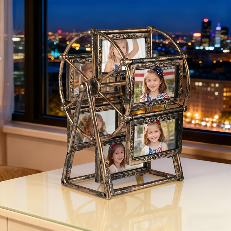 Vintage Ferris Wheel Frame Vintage Rotating Ferris Wheel Photo Frame - 6pcs of 4-Inch Frames - Exquisite Decor for Living Room, Bedroom, Or Desk - Perfect Gift for Valentine'S Day, Birthdays, And Christmas
