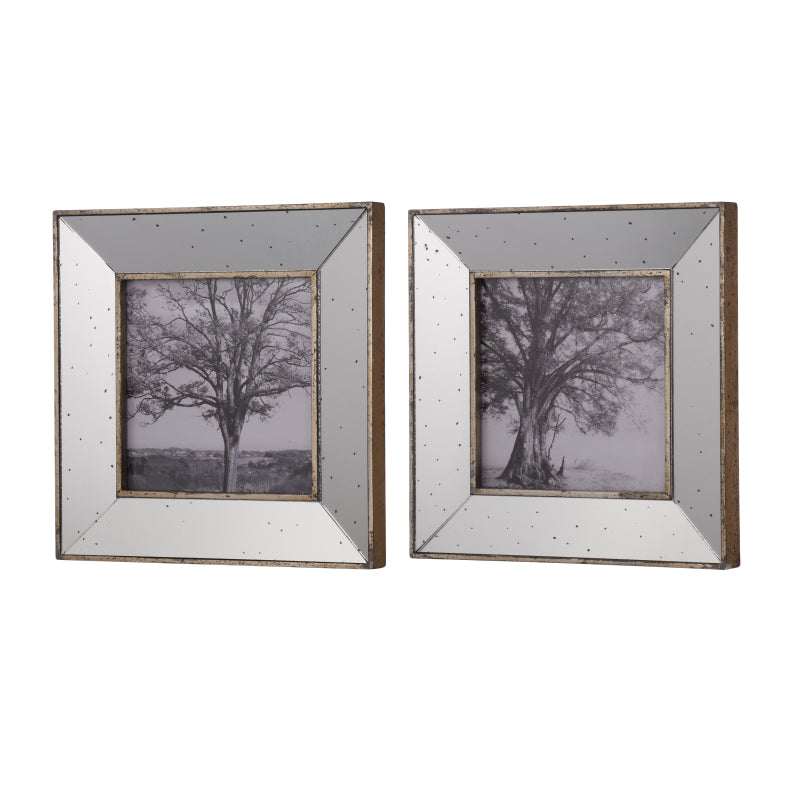 S\u002F2 Vintage Silver Reflective Picture Frames 15x15'