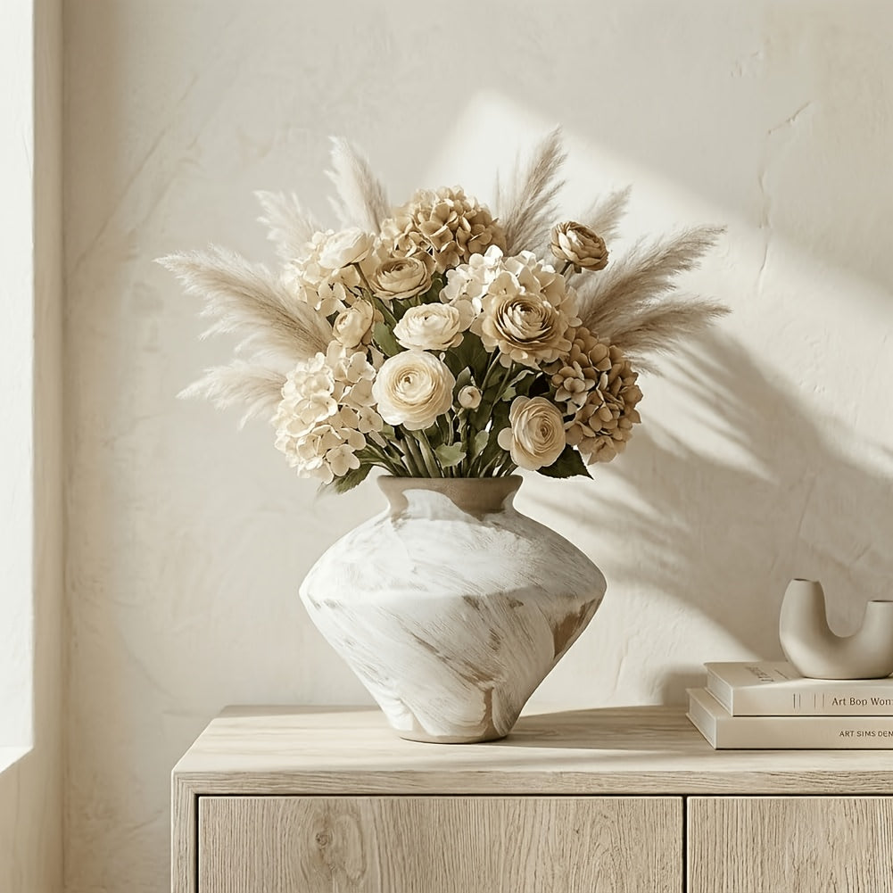 6.3' Tall Wabi Sabi Rustic Vintage Vase - Farmhouse Pottery Suitable for Centerpiece, Table Decor, Rusty Flower Vase for Living Room, Bedroom, Kitchen, Bathroom - Wabi Sabi Decorations
