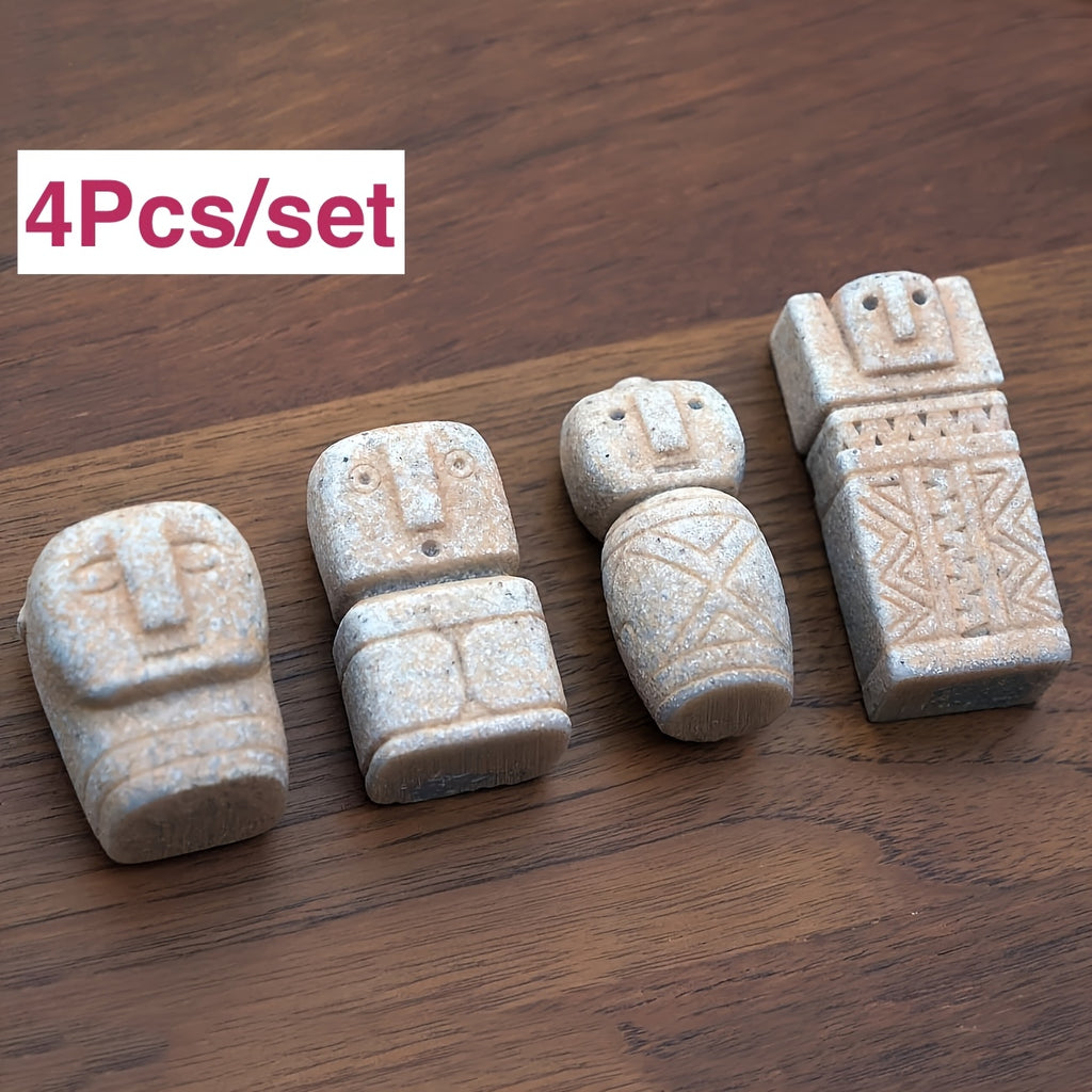 The Unique Easter Island Moai Statue Set of 4pcs Is Perfect for Small Aquariums And Fish Tanks. It Is The Ideal Choice for Fairy Garden Bonsai And Micro-Landscape Decoration