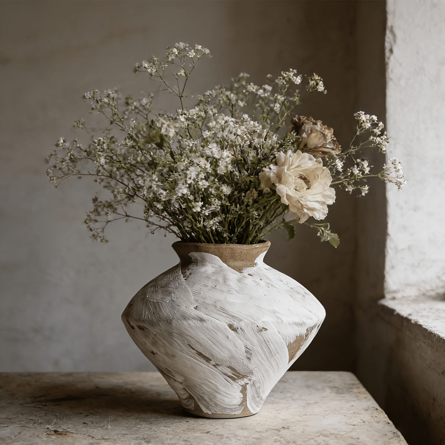 6.3' Tall Wabi Sabi Rustic Vintage Vase - Farmhouse Pottery Suitable for Centerpiece, Table Decor, Rusty Flower Vase for Living Room, Bedroom, Kitchen, Bathroom - Wabi Sabi Decorations