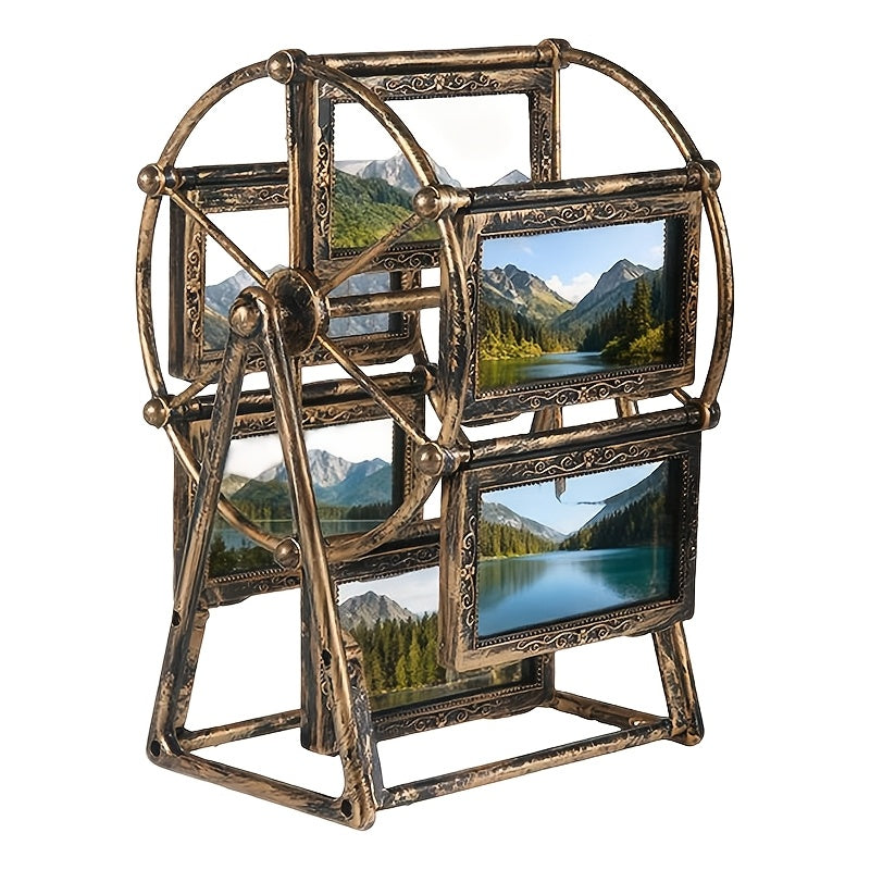 Vintage Ferris Wheel Frame Vintage Rotating Ferris Wheel Photo Frame - 6pcs of 4-Inch Frames - Exquisite Decor for Living Room, Bedroom, Or Desk - Perfect Gift for Valentine'S Day, Birthdays, And Christmas