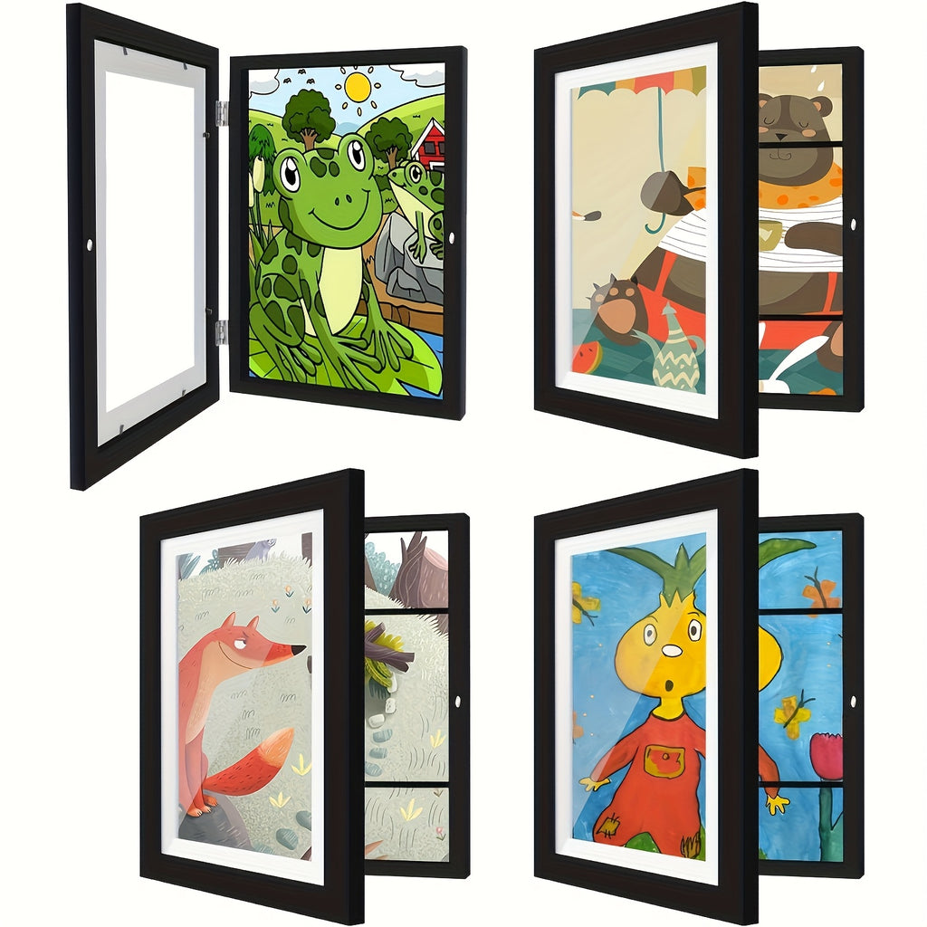 4\u002F8pcs Recycled Wood Youngsters's Art Frames - Front-Open Replaceable 8.5x11 Picture Frames for Youngsters Drawings, Paintings & Crafts | Halloween, Christmas Gift Ideas, Keepsake Display, Wooden Art And Craft Kits