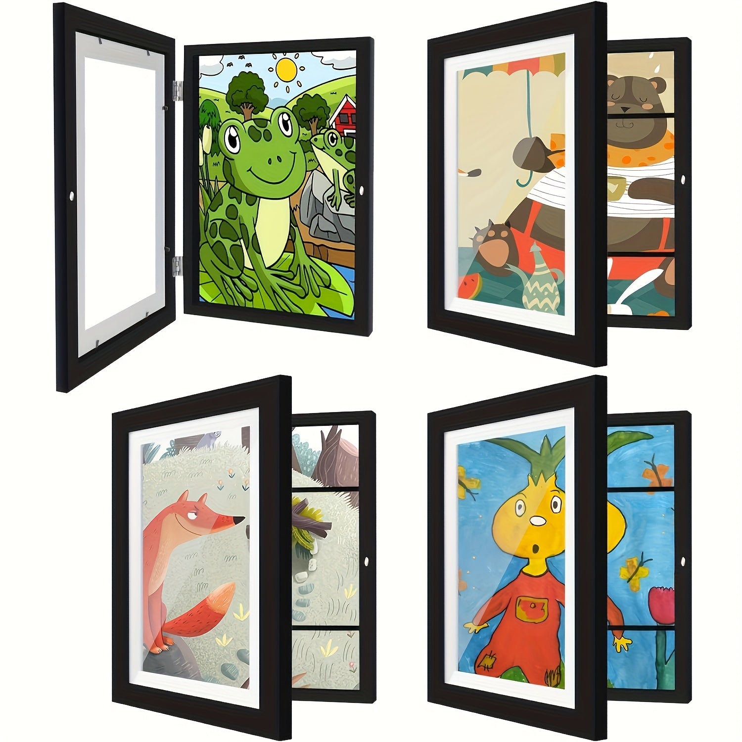 4\u002F8pcs Recycled Wood Youngsters's Art Frames - Front-Open Replaceable 8.5x11 Picture Frames for Youngsters Drawings, Paintings & Crafts | Halloween, Christmas Gift Ideas, Keepsake Display, Wooden Art And Craft Kits