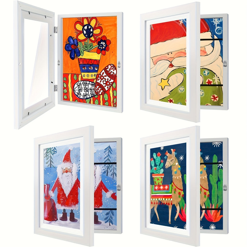 4\u002F8pcs Recycled Wood Youngsters's Art Frames - Front-Open Replaceable 8.5x11 Picture Frames for Youngsters Drawings, Paintings & Crafts | Halloween, Christmas Gift Ideas, Keepsake Display, Wooden Art And Craft Kits