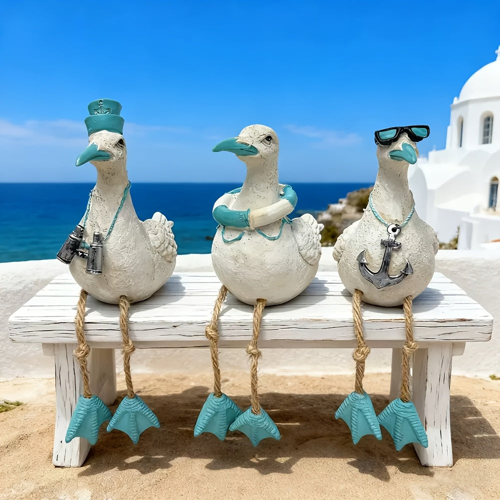 Vintage Seabird Resin Statue - Elegant Standing Bird Figurine Suitable for Home, Garden, Wedding & Outdoor Decor, Balcony\u002FShelf Decoration, Retro Entryway Ornament, Ideal Gift for \u002FOutdoor Use (No Maintenance Concerns)
