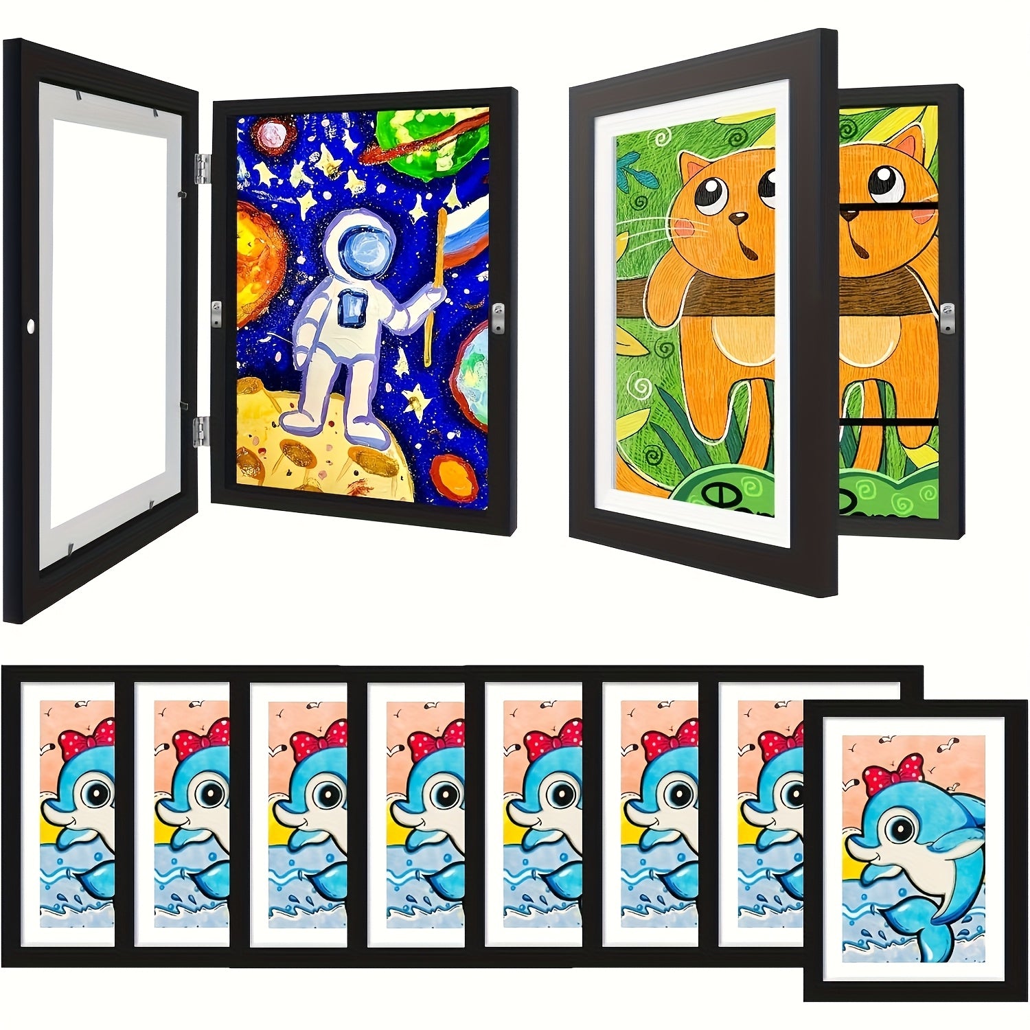 4\u002F8pcs Recycled Wood Youngsters's Art Frames - Front-Open Replaceable 8.5x11 Picture Frames for Youngsters Drawings, Paintings & Crafts | Halloween, Christmas Gift Ideas, Keepsake Display, Wooden Art And Craft Kits