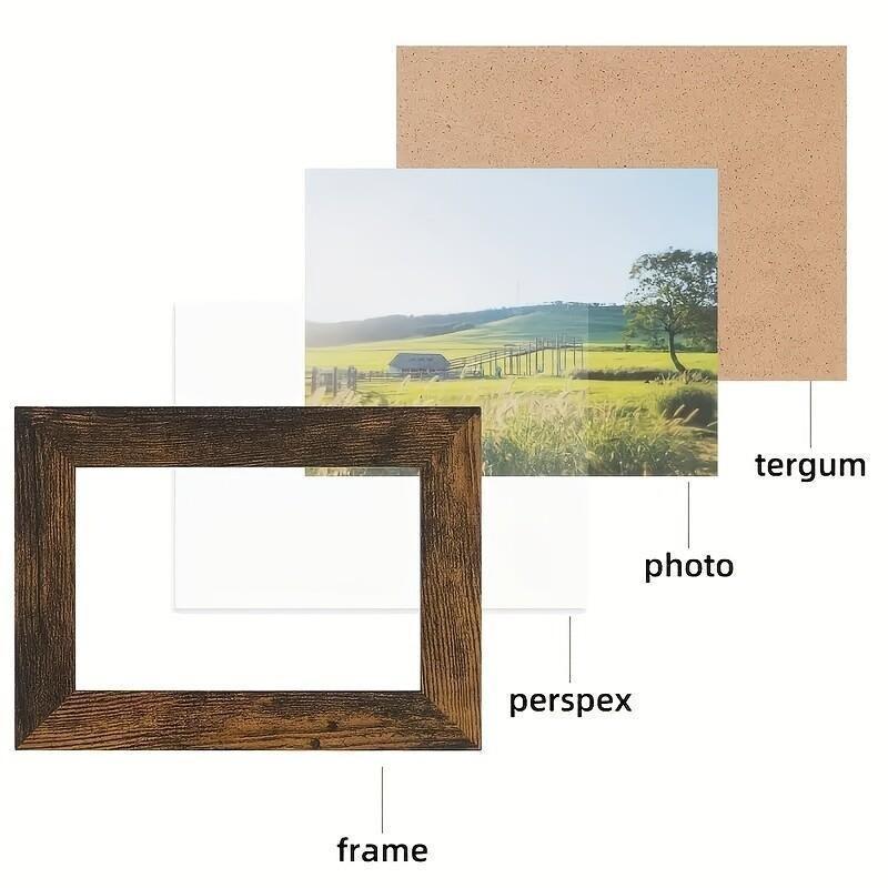 2pcs 4-Panel Wooden Photo Frame Set 4X6 Collage Photo Display with Glass Cover Growth Chart Frame for Wall Hanging And Tabletop Display - Nursery, Home Decor, Room Accents - Wedding, Housewarming, Gifts