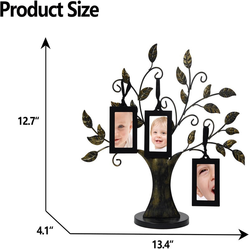 Family Tree Picture Frames for Wall and Table Decor, Ideal Christmas and Birthday Gifts with 6 Hanging Photo Frames( Bronze, 6 - Pack)