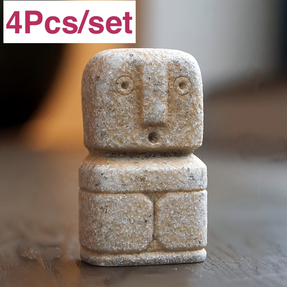 The Unique Easter Island Moai Statue Set of 4pcs Is Perfect for Small Aquariums And Fish Tanks. It Is The Ideal Choice for Fairy Garden Bonsai And Micro-Landscape Decoration