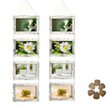 2pcs 4-Panel Wooden Photo Frame Set 4X6 Collage Photo Display with Glass Cover Growth Chart Frame for Wall Hanging And Tabletop Display - Nursery, Home Decor, Room Accents - Wedding, Housewarming, Gifts
