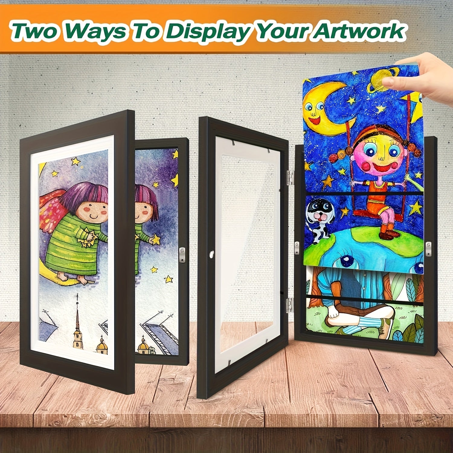 4\u002F8pcs Recycled Wood Youngsters's Art Frames - Front-Open Replaceable 8.5x11 Picture Frames for Youngsters Drawings, Paintings & Crafts | Halloween, Christmas Gift Ideas, Keepsake Display, Wooden Art And Craft Kits