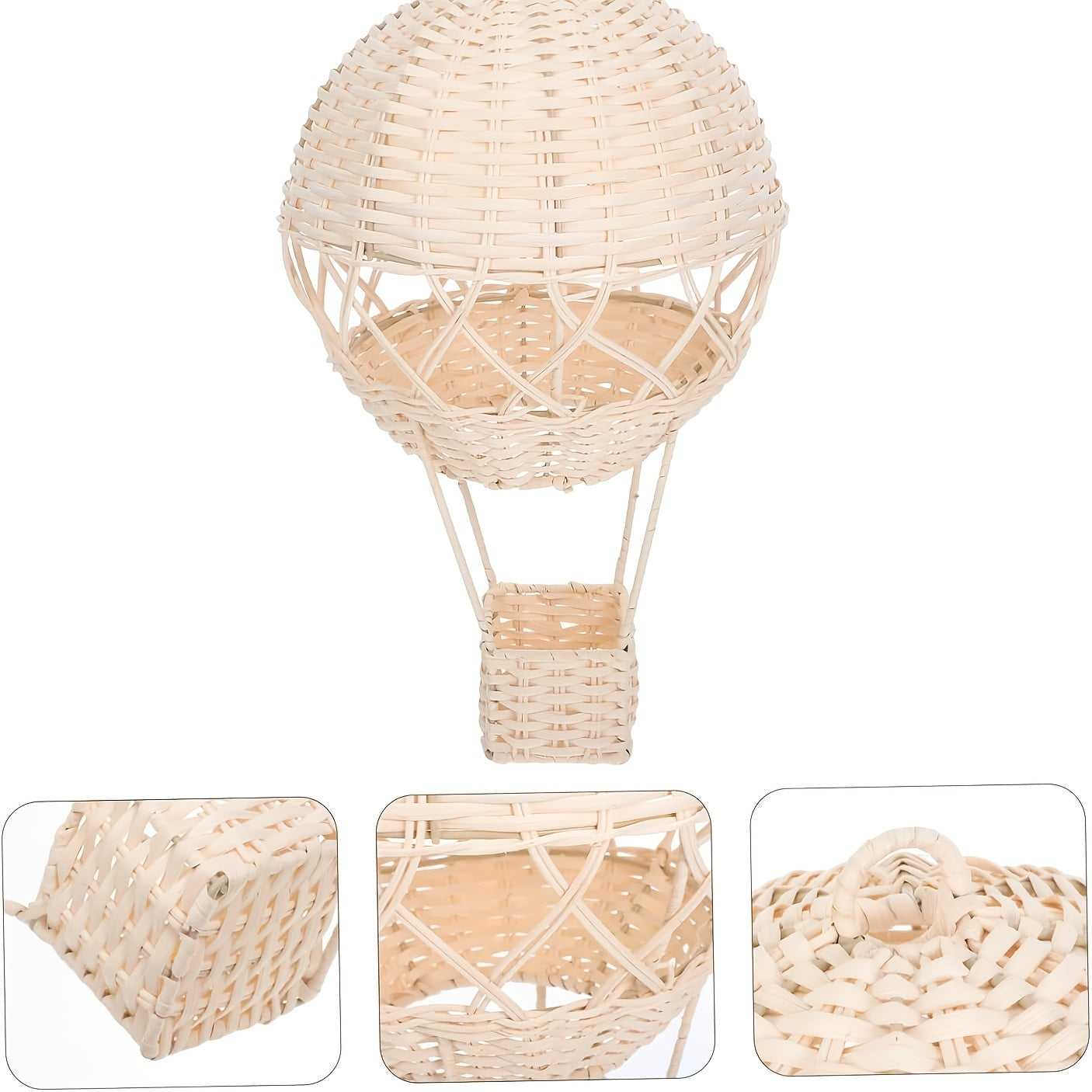 Handmade Bohemian Rattan Hot Air Balloon Decoration - Ceiling Hanging for Engagement, Wedding & Home Decoration, Rattan Material, No Power Required, Free