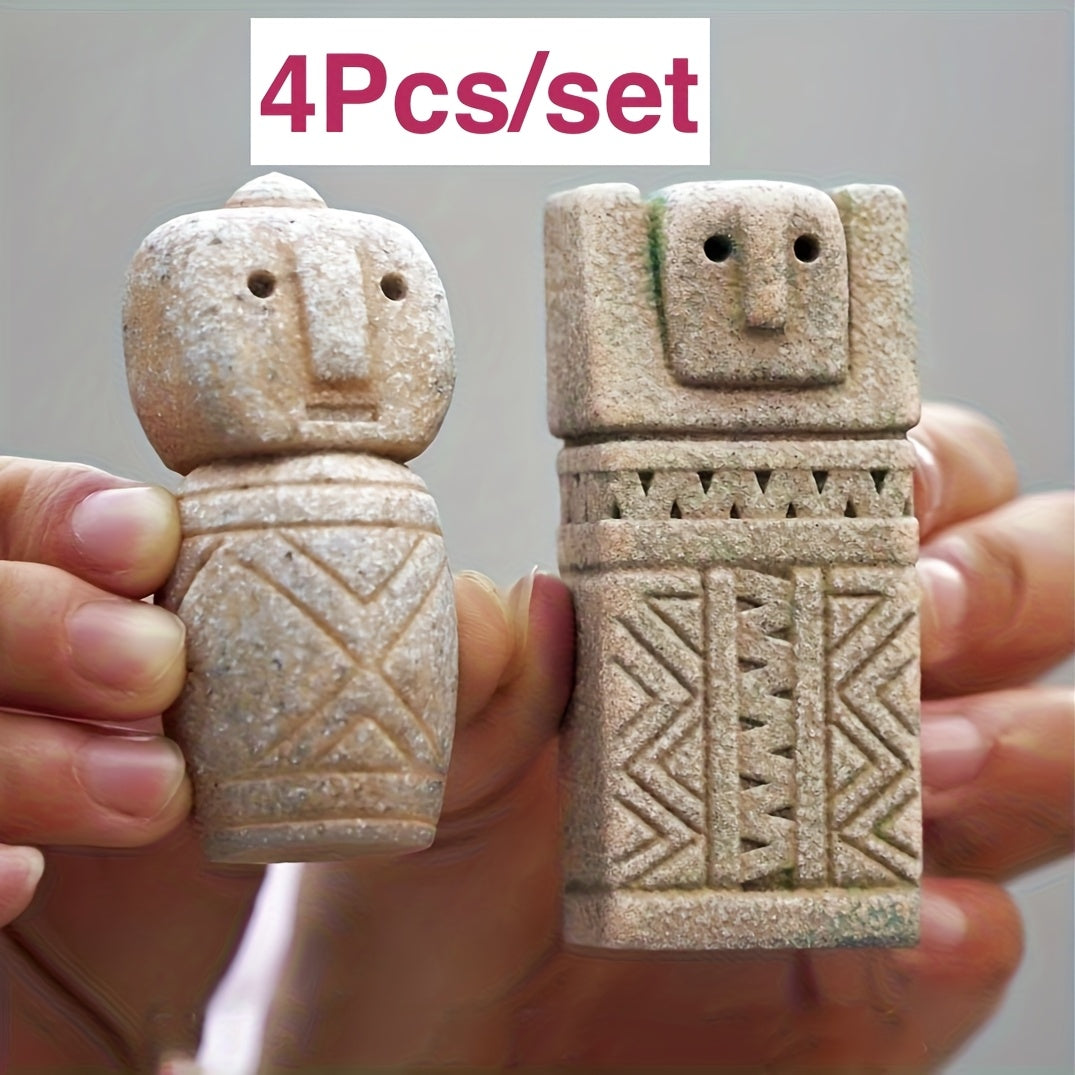 The Unique Easter Island Moai Statue Set of 4pcs Is Perfect for Small Aquariums And Fish Tanks. It Is The Ideal Choice for Fairy Garden Bonsai And Micro-Landscape Decoration