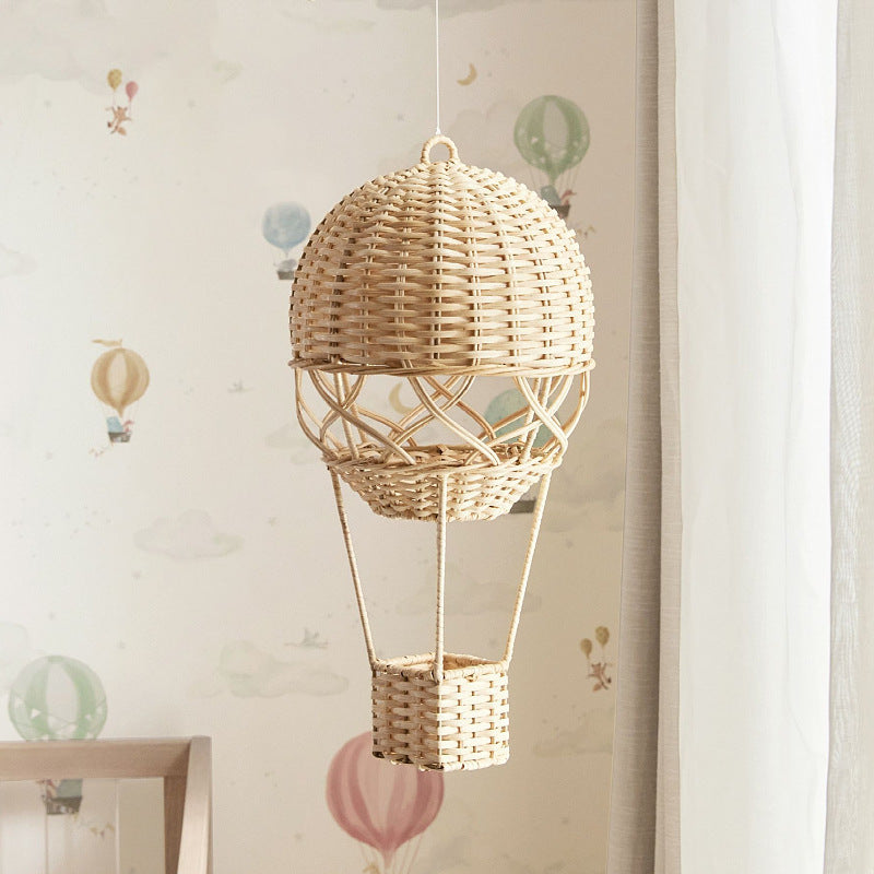 Handmade Bohemian Rattan Hot Air Balloon Decoration - Ceiling Hanging for Engagement, Wedding & Home Decoration, Rattan Material, No Power Required, Free