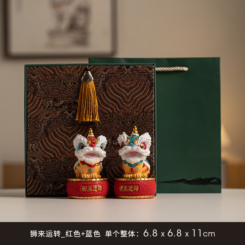 Creative Gift: Lion Dance Figurine for Foreigners, a Chinese-style Gift with a Modern Twist, High-end Niche Lion Dance Ornament