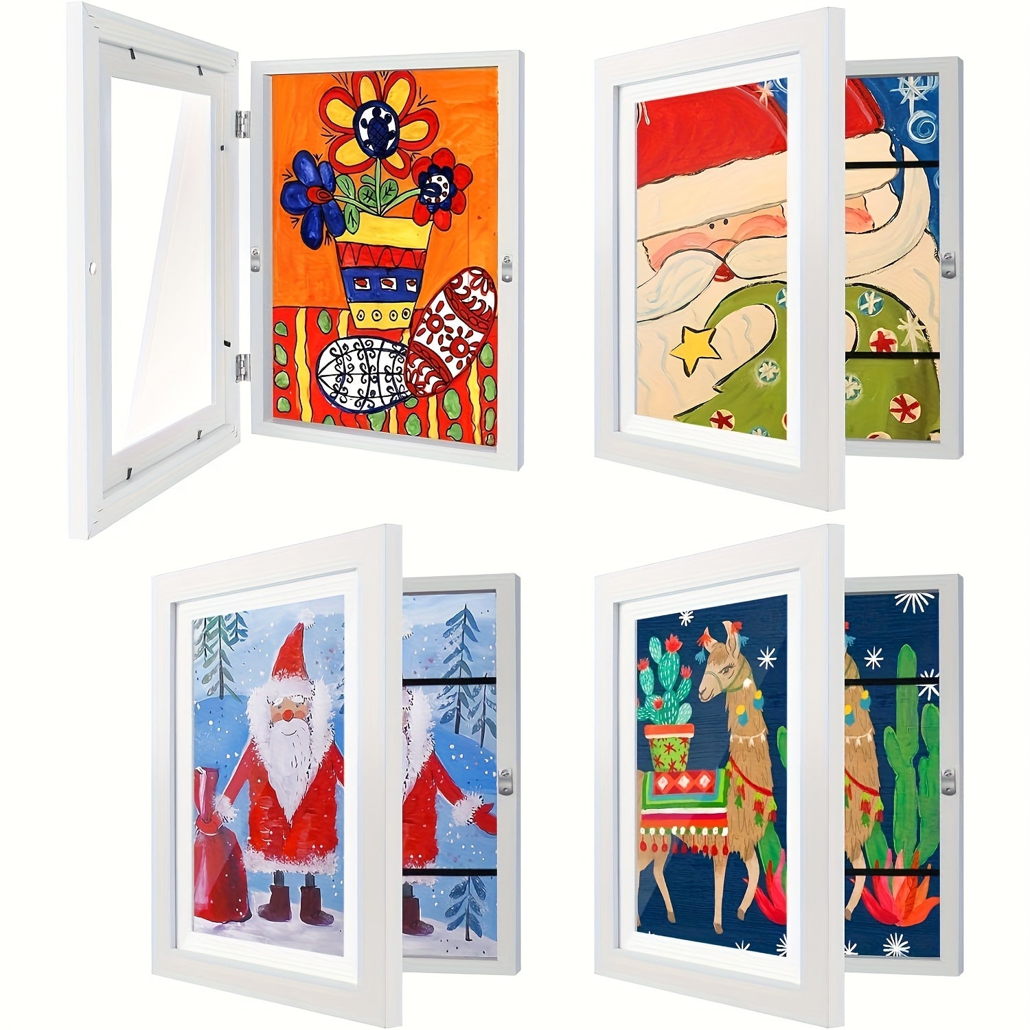 4\u002F8pcs Recycled Wood Youngsters's Art Frames - Front-Open Replaceable 8.5x11 Picture Frames for Youngsters Drawings, Paintings & Crafts | Halloween, Christmas Gift Ideas, Keepsake Display, Wooden Art And Craft Kits