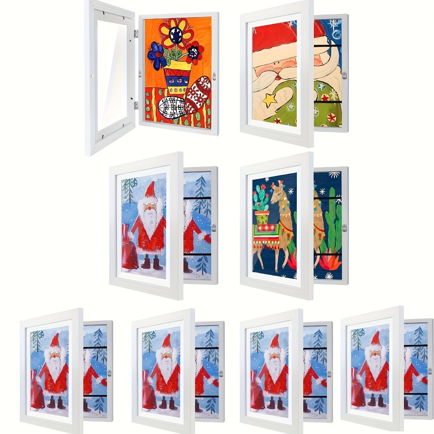4\u002F8pcs Recycled Wood Youngsters's Art Frames - Front-Open Replaceable 8.5x11 Picture Frames for Youngsters Drawings, Paintings & Crafts | Halloween, Christmas Gift Ideas, Keepsake Display, Wooden Art And Craft Kits