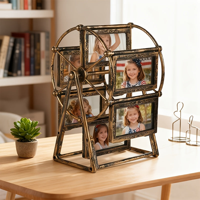 Vintage Ferris Wheel Frame Vintage Rotating Ferris Wheel Photo Frame - 6pcs of 4-Inch Frames - Exquisite Decor for Living Room, Bedroom, Or Desk - Perfect Gift for Valentine'S Day, Birthdays, And Christmas