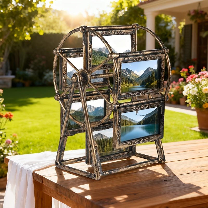 Vintage Ferris Wheel Frame Vintage Rotating Ferris Wheel Photo Frame - 6pcs of 4-Inch Frames - Exquisite Decor for Living Room, Bedroom, Or Desk - Perfect Gift for Valentine'S Day, Birthdays, And Christmas