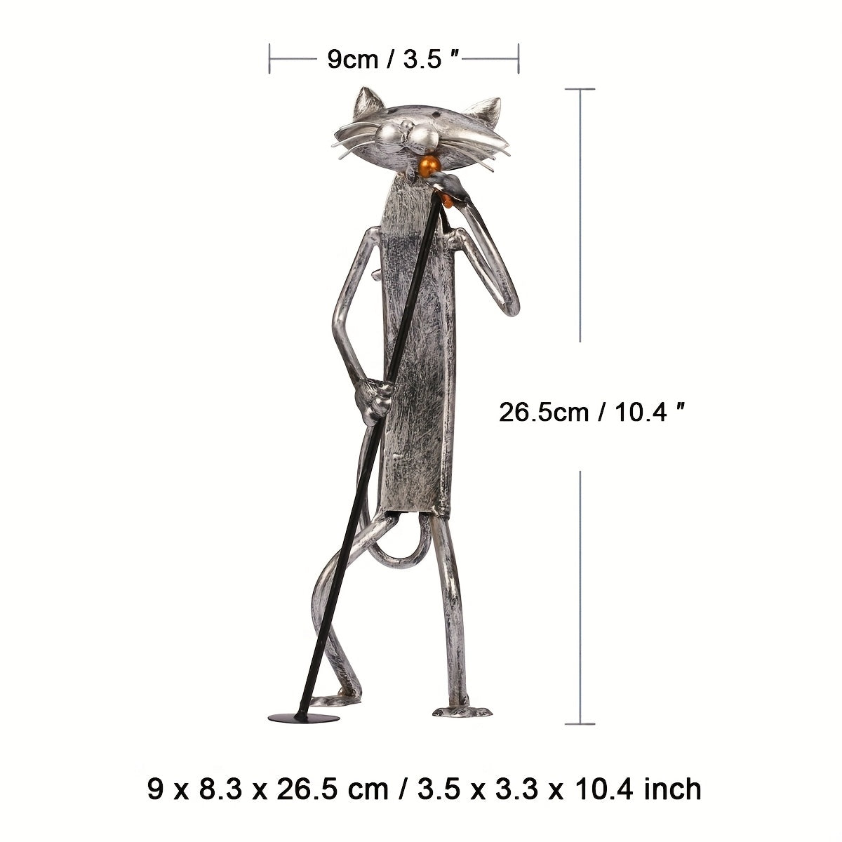 Iron Sculpture of a Cat Band Featuring a Saxophone, Guitar, And Microphone, Designed As Decorative Ornaments for Cat Lovers. A Handmade Metal Piece Perfect for Home Decor, Ideal As a Holiday Or Christmas Gift for Music Enthusiasts