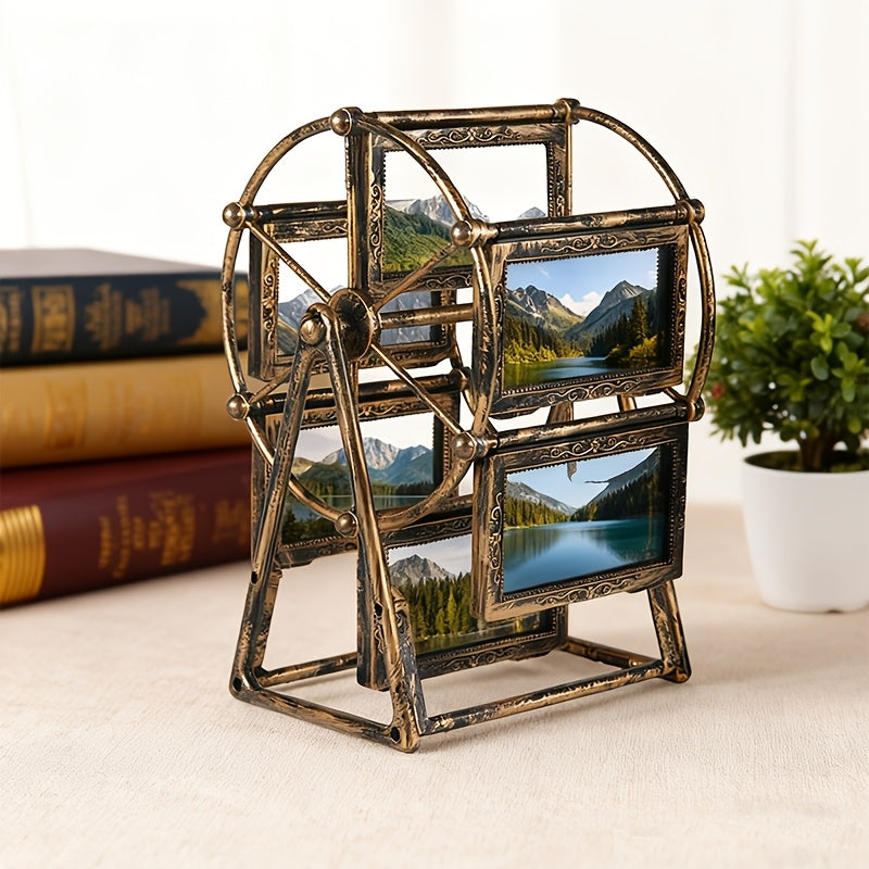 Vintage Ferris Wheel Frame Vintage Rotating Ferris Wheel Photo Frame - 6pcs of 4-Inch Frames - Exquisite Decor for Living Room, Bedroom, Or Desk - Perfect Gift for Valentine'S Day, Birthdays, And Christmas