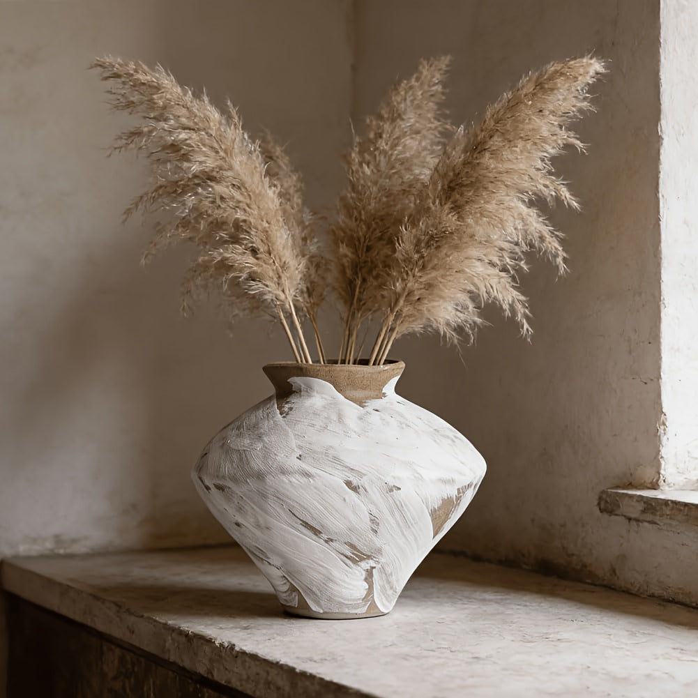 6.3' Tall Wabi Sabi Rustic Vintage Vase - Farmhouse Pottery Suitable for Centerpiece, Table Decor, Rusty Flower Vase for Living Room, Bedroom, Kitchen, Bathroom - Wabi Sabi Decorations