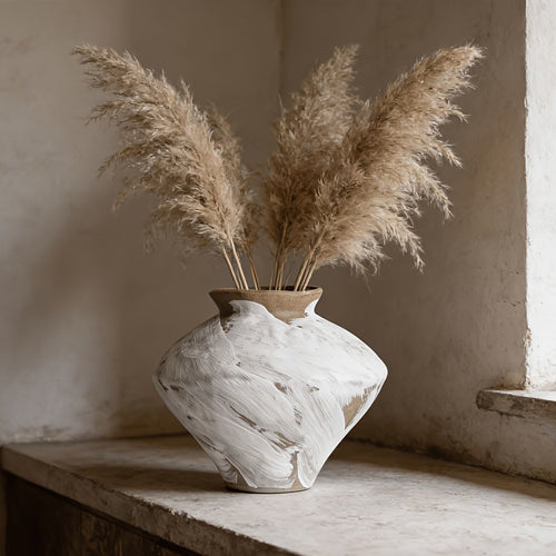 6.3' Tall Wabi Sabi Rustic Vintage Vase - Farmhouse Pottery Suitable for Centerpiece, Table Decor, Rusty Flower Vase for Living Room, Bedroom, Kitchen, Bathroom - Wabi Sabi Decorations