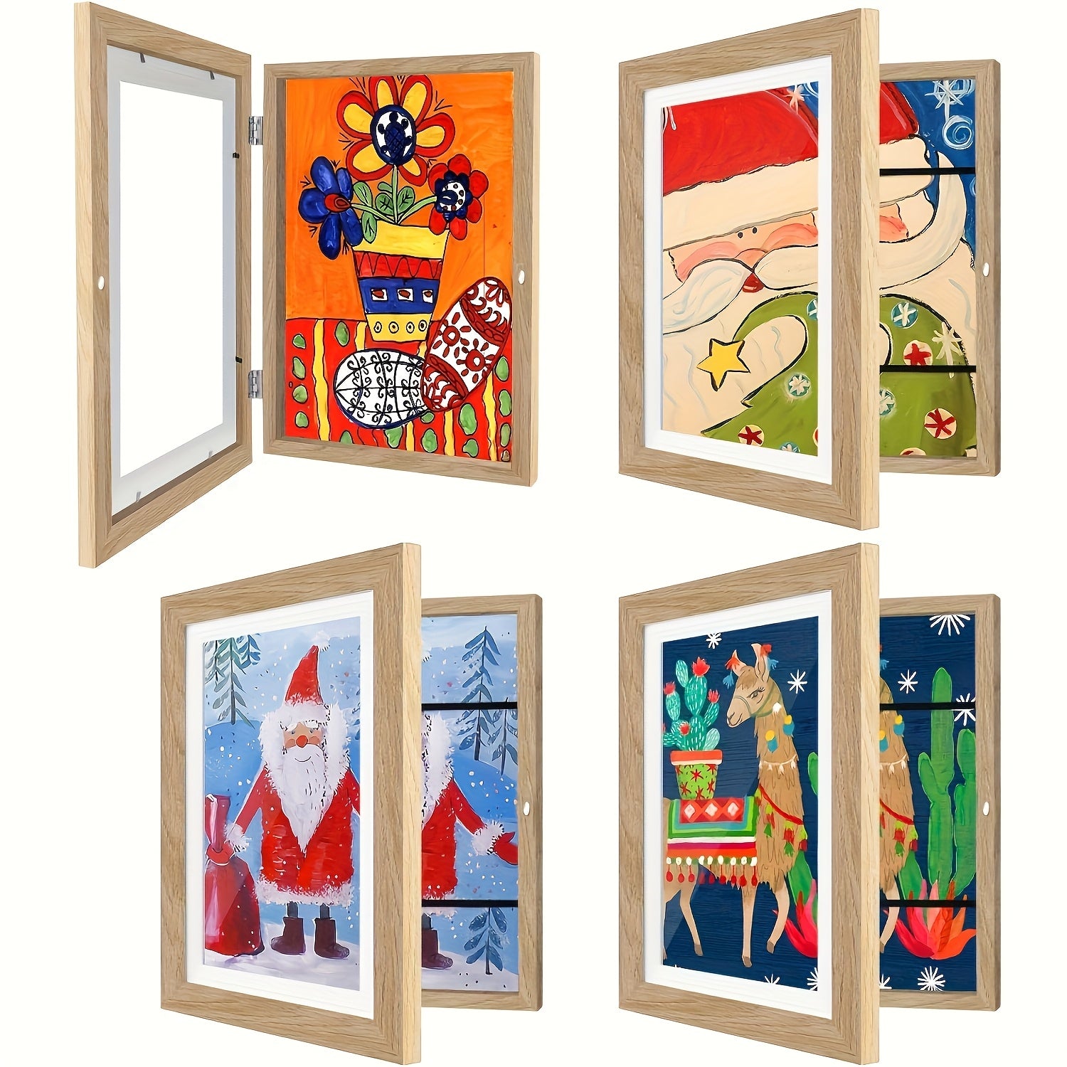 4\u002F8pcs Recycled Wood Youngsters's Art Frames - Front-Open Replaceable 8.5x11 Picture Frames for Youngsters Drawings, Paintings & Crafts | Halloween, Christmas Gift Ideas, Keepsake Display, Wooden Art And Craft Kits