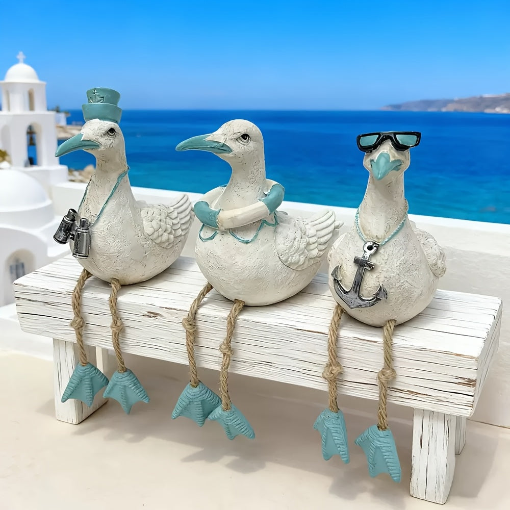 Vintage Seabird Resin Statue - Elegant Standing Bird Figurine Suitable for Home, Garden, Wedding & Outdoor Decor, Balcony\u002FShelf Decoration, Retro Entryway Ornament, Ideal Gift for \u002FOutdoor Use (No Maintenance Concerns)
