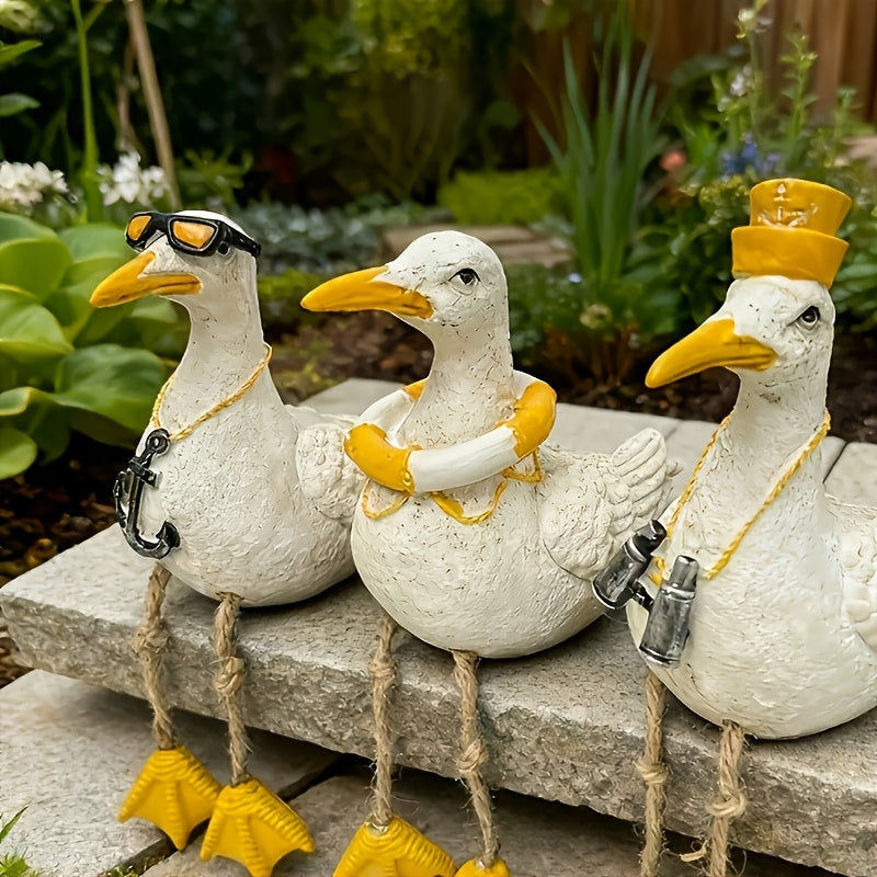 Vintage Seabird Resin Statue - Elegant Standing Bird Figurine Suitable for Home, Garden, Wedding & Outdoor Decor, Balcony\u002FShelf Decoration, Retro Entryway Ornament, Ideal Gift for \u002FOutdoor Use (No Maintenance Concerns)