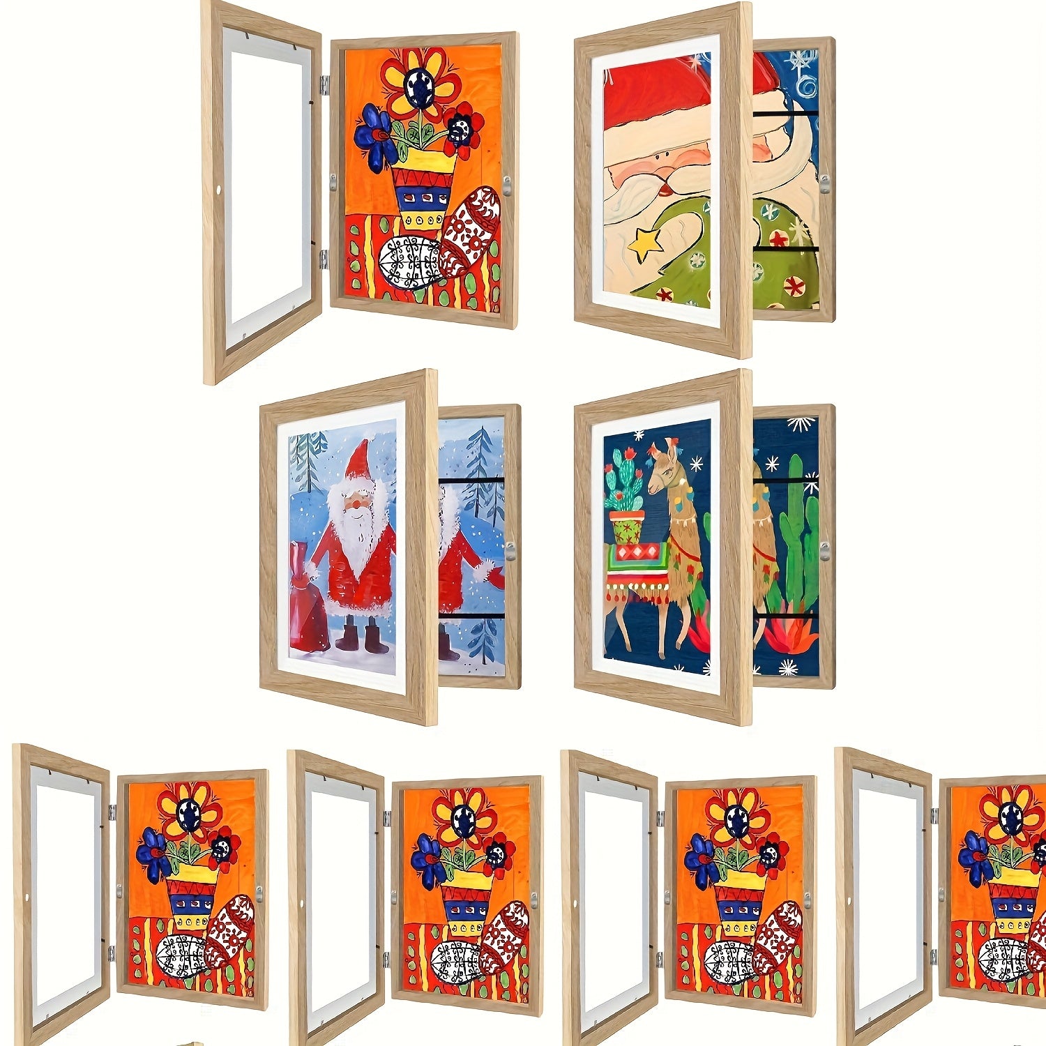 4\u002F8pcs Recycled Wood Youngsters's Art Frames - Front-Open Replaceable 8.5x11 Picture Frames for Youngsters Drawings, Paintings & Crafts | Halloween, Christmas Gift Ideas, Keepsake Display, Wooden Art And Craft Kits